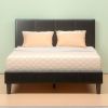 Queen Espresso Faux Leather Platform Bed with Headboard