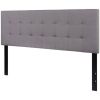Queen Modern Light Gray Fabric Upholstered Panel Headboard – Box Stitch