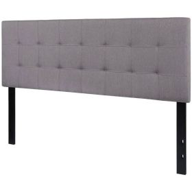 Queen Modern Light Gray Fabric Upholstered Panel Headboard – Box Stitch