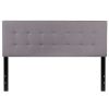 Queen Modern Light Gray Fabric Upholstered Panel Headboard – Box Stitch