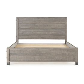 Queen Solid Wood Platform Bed with Headboard – Grey Finish
