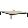 Queen Black Metal Platform Bed Frame with Wood Slats – 700 lb Capacity