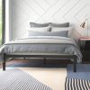 Queen Black Metal Platform Bed Frame with Wood Slats – 700 lb Capacity