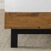 Queen Rustic Pine Slatted Platform Bed with Headboard – Low Profile