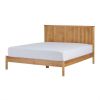 Queen Size Farmhouse Bohemian Wooden Platform Bed Textured Headboard
