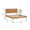 Queen Size Farmhouse Bohemian Wooden Platform Bed Textured Headboard