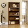5-Shelf Bookcase – Medium Brown Oak Finish with Adjustable Shelves