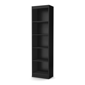 5-Shelf Narrow Bookcase – Black Finish