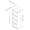 Modern Black Bookcase with 3 Shelves & Bottom Storage Door