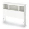 Twin Modern Bookcase Headboard – White Wood Finish with Storage