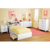 Twin Modern Bookcase Headboard – White Wood Finish with Storage