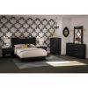 5-Drawer Bedroom Chest – Black Wood Finish with Brushed Zinc Handles