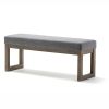 Modern Gray Upholstered Accent Bench Ottoman – Solid Pine Wood Frame