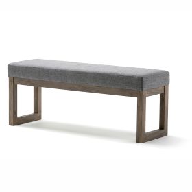 Modern Gray Upholstered Accent Bench Ottoman – Solid Pine Wood Frame