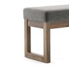 Modern Gray Upholstered Accent Bench Ottoman – Solid Pine Wood Frame
