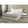 King Modern Platform Bed with Storage Drawers – White Finish