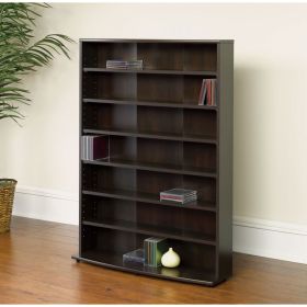 6-Shelf Multimedia Rack Bookcase – Cinnamon Cherry, 280 DVDs / 426 CDs