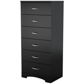 6-Drawer Lingerie Chest – Black Finish with Brushed Zinc Handle