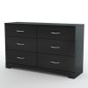 6-Drawer Triple Dresser – Black Finish with Matte Chrome Handles