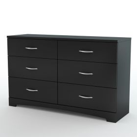 6-Drawer Triple Dresser – Black Finish with Matte Chrome Handles