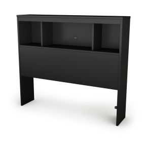 Twin Modern Bookcase Headboard – Black Finish with Storage