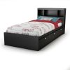 Twin Modern Bookcase Headboard – Black Finish with Storage