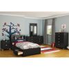 Twin Modern Bookcase Headboard – Black Finish with Storage