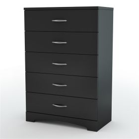 5-Drawer Bedroom Chest – Black Finish with Matte Chrome Handles