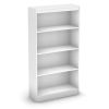 4-Shelf Bookcase – Pure White Finish with 2 Adjustable Shelves