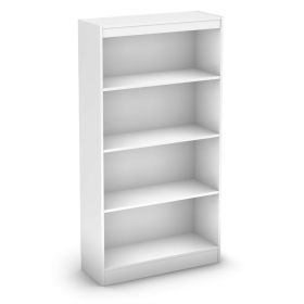 4-Shelf Bookcase – Pure White Finish with 2 Adjustable Shelves