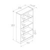 4-Shelf Bookcase – Pure White Finish with 2 Adjustable Shelves