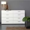 Modern White 8-Drawer Double Dresser with Metal Hardware