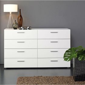 Modern White 8-Drawer Double Dresser with Metal Hardware