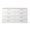 Modern White 8-Drawer Double Dresser with Metal Hardware