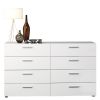 Modern White 8-Drawer Double Dresser with Metal Hardware