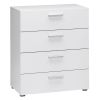 4-Drawer Bedroom Chest – White Finish with Metal Hardware