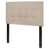 Twin Modern Beige Taupe Fabric Upholstered Panel Headboard – Box Stitch