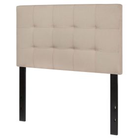 Twin Modern Beige Taupe Fabric Upholstered Panel Headboard – Box Stitch