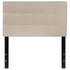 Twin Modern Beige Taupe Fabric Upholstered Panel Headboard – Box Stitch