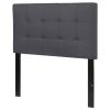 Twin Modern Dark Gray Fabric Upholstered Panel Headboard – Box Stitch