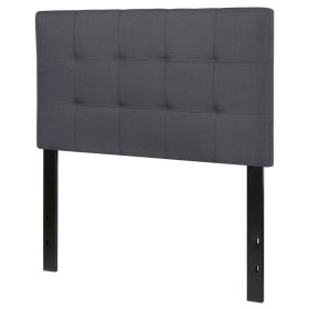 Twin Modern Dark Gray Fabric Upholstered Panel Headboard – Box Stitch