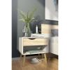 Modern Mid-Century White & Oak Nightstand with Open Shelf