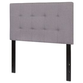Twin Modern Light Gray Fabric Upholstered Panel Headboard – Box Stitch