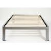 Twin Luna Metal Platform Bed Frame with Wood Slats – Brushed Silver