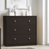 Modern Dark Brown 3-Drawer Chest with Brushed Nickel Knobs