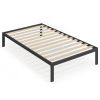 Twin Black Metal Platform Bed Frame with Wood Slats – 350 lb Capacity
