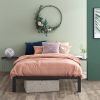 Twin Black Metal Platform Bed Frame with Wood Slats – 350 lb Capacity