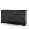 6-Drawer Double Dresser – Black Finish with Nickel Metal Handles