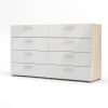 8-Drawer Double Dresser – White Oak Modern Bedroom Storage