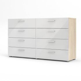 8-Drawer Double Dresser – White Oak Modern Bedroom Storage